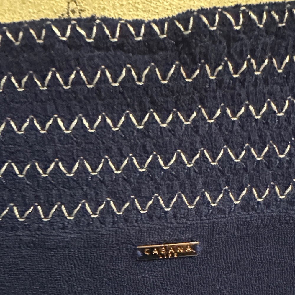 Elegant Blue Off-Shoulder Dress - Cabana Life - Navy Blue Terrycloth & tassels S - Picture 6 of 12